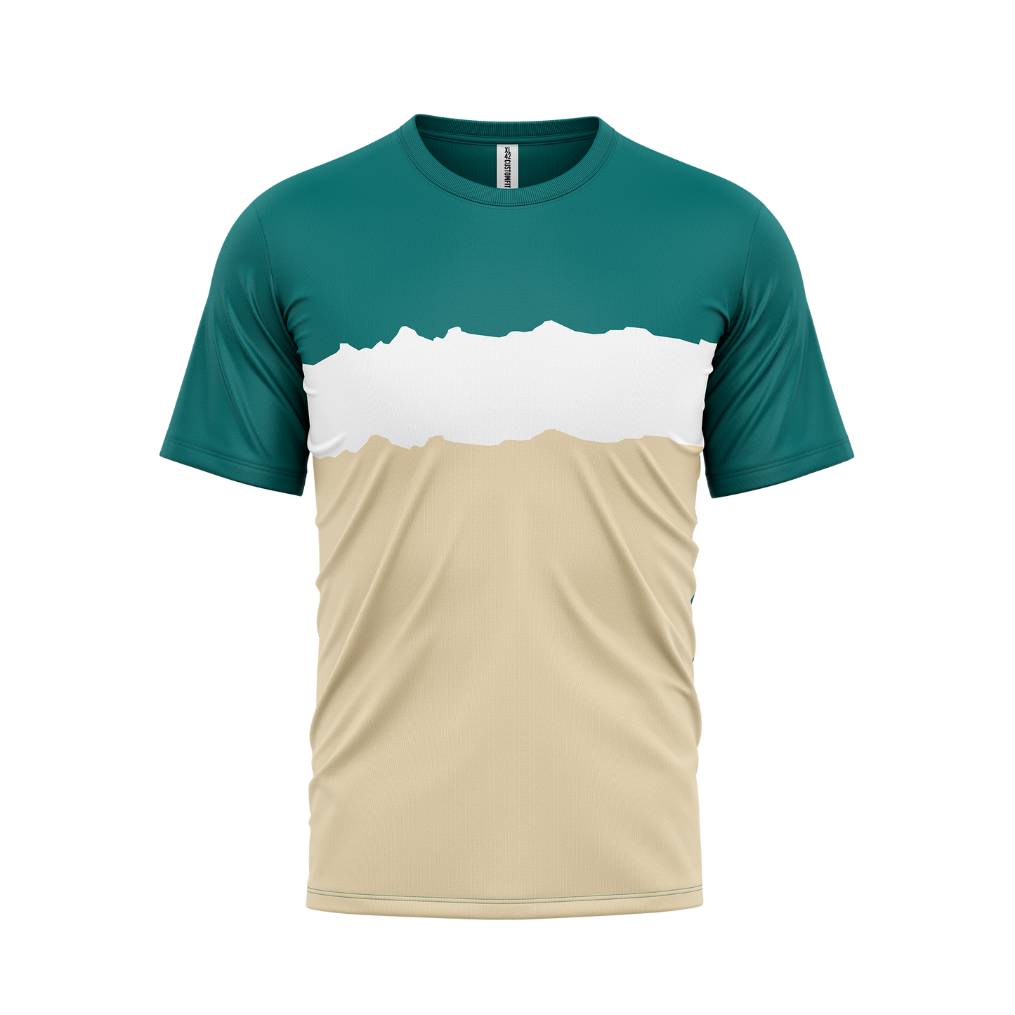 CustomFit Teal & Beige Dry Fit Jersey T-Shirt_Customised