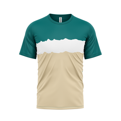 CustomFit Teal & Beige Dry Fit Jersey T-Shirt_Customised