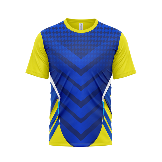 CustomFit Blue & Yellow Dry Fit Jersey T-Shirt_Customised