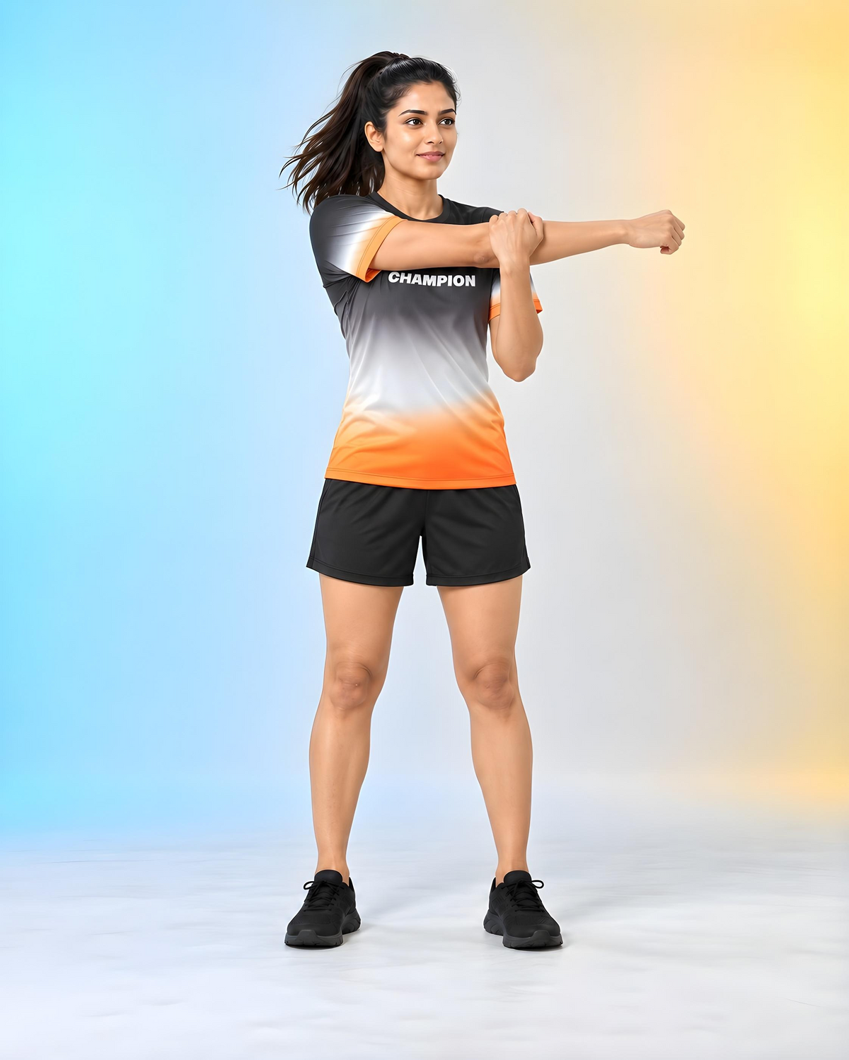Customfit Champion Orange Fade Women’s Sports Jersey (CFS331)-Customfit Champion Orange Fade Women’s Sports Jersey (CFS331)