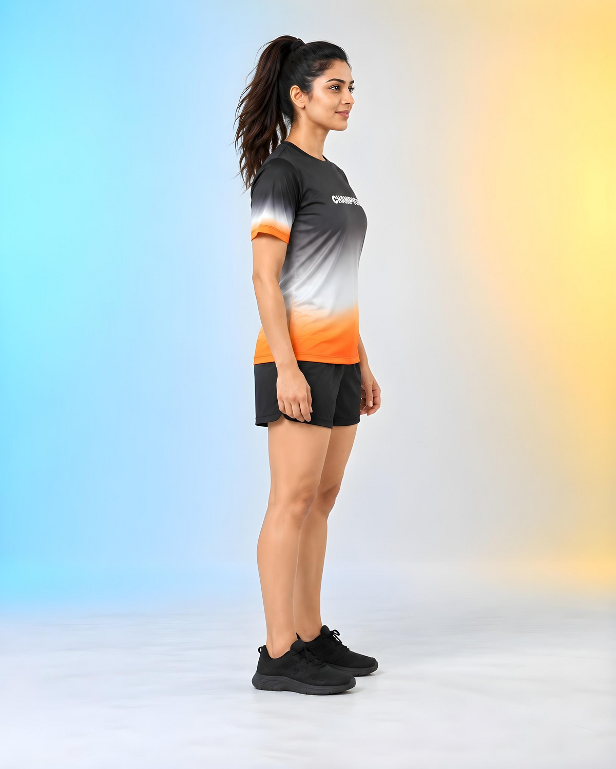 Customfit Champion Orange Fade Women’s Sports Jersey (CFS331)-Customfit Champion Orange Fade Women’s Sports Jersey (CFS331)