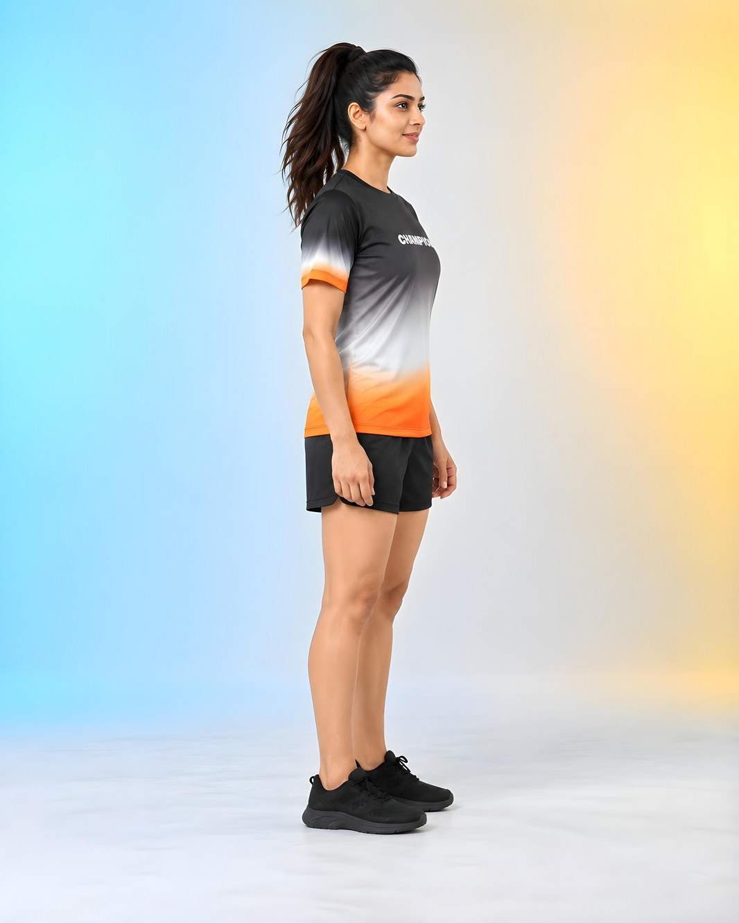 Customfit Champion Orange Fade Women’s Sports Jersey (CFS331)-Customfit Champion Orange Fade Women’s Sports Jersey (CFS331)